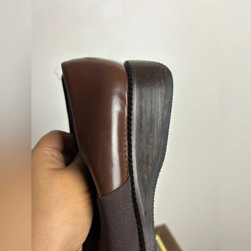 Mezlan‎ Vintage Platform Chocolate Brown pull on Shoes Size 8.5N Academia